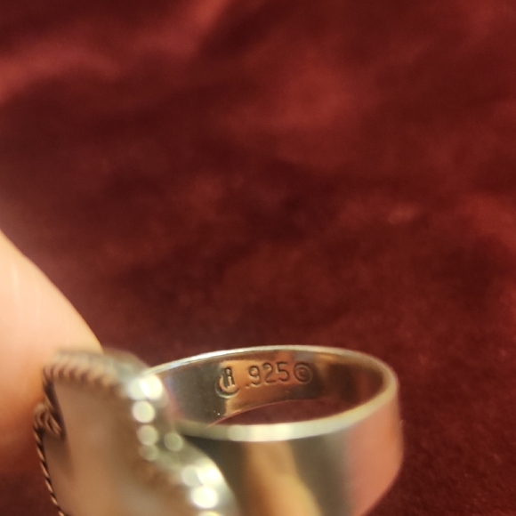 Mother Of Pearl 925 Sterling Silver Ring Sz 8 - Picture 5 of 8